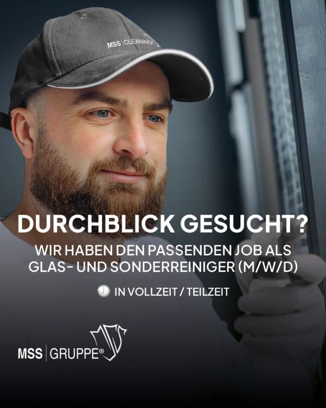 Bei uns wird’s nicht nur sauber – sondern professionell.
Werde Glas- und Sonderreiniger (m/w/d) und zeig, was Du kannst, mit 1.000 € Wechselprämie für Deinen Start bei uns!

Bei uns findest Du:
✨ Abwechslungsreiche Einsätze
🚗 Firmenwagen
🤝 Starkes Team & moderne Ausrüstung

Jetzt bewerben und mit uns für klare Sicht sorgen!
👉 mssgruppe.de/karriere

#MSSGruppe #MSSCleaning #Karriere #Reinigung #Glasreiniger #Sonderreiniger #Team